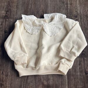 GAP Cream Sweatshirt with Lace Peter Pan Collar